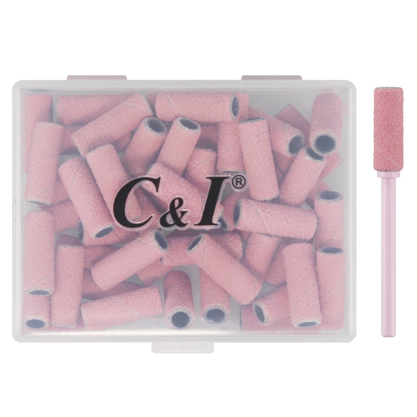 C & I Nail Drill Bits 50pcs Mini Sanding Bands & 1pc Mini Mandrel Acrylic Gel Nails Remove Fake Nails Shaping Cuticle & Nail Prep Function Nail Supplies for Nail Techs