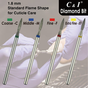 C&I Nail Drill Bit Efile Diamond Bit Flame-Shape  Russian Style E-file Nail Techs Make Cuticle Care Nail Tool