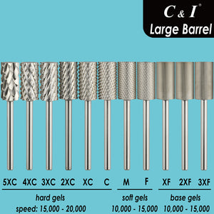 C & I ネイル ドリル ビット 電動ネイル ドリル マシン用プロフェッショナル E ファイル ネイル テック用ベーシック E ファイル ラージ バレル バージョン