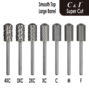C&amp;I neglebor Super Cut Series opgradering fil-tænder stor tønde glat top E-fil til elektrisk negleboremaskine Hurtig fjernelse af superhårde neglegeler 