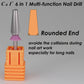 C & I Nail Drill Bit 6 in 1 Multi-function Rounded End E File, Tungsten Steel CNC Overall Cutting, Manicure Tool for Nail Tech Quick Remove Nail Gels, Acrylic Nails