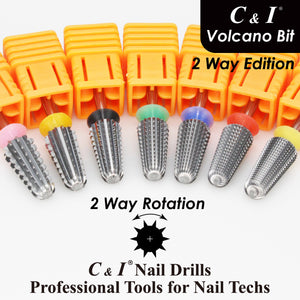 C&I Nail Drill Volcano Bit Efile for Electric Nail Drill Machine Nail Tech Professional E-file 2 Way Edition Double Hand Use