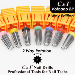 C&I Nail Drill Volcano Bit Efile til elektrisk negleboremaskine Nail Tech Professional E-fil 2 Way Edition Dobbelthåndbrug