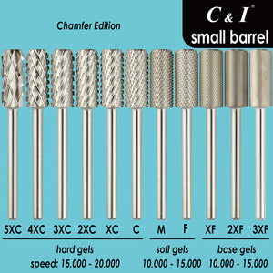 C&I Small Barrel Nail Drill Bit Chamfer Edition Professional Electric Nail Drill for Manicure Drill Machine Safe to Remove Nail Gels, Acrylics