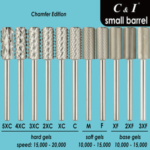 C&I Small Barrel Nail Drill Bit Chamfer Edition Professionel elektrisk negleboremaskine til manicure-boremaskine Sikker at fjerne neglegeler, akryl
