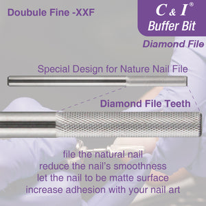 C&I Nature Nail Buffer XXF Nail Drill Bit Safety Efile for Nail Tech Nail Art Preparation Prep Clean Nail Bed Cuticle Dead Skin Smooth Nails 2 Way Rotate E-file Double Hand Use Manicure Tool