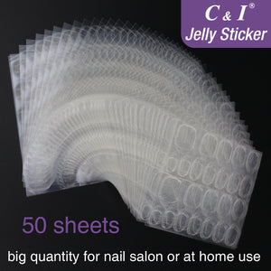 C&I 50 Sheets Nail Stickers Waterproof Breathable Jelly Double Sided Adhesive Tabs Gel Nail Glue Sticker for False Nail Tips Nail Glue for Press on Nails Ultra-Thin 12000pcs Colourless Nail Stickers