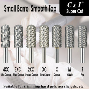 C&I ネイルドリルビット スーパーカットシリーズ アップグレードファイル歯 スモールバレル スムーズトップ Eファイル 電動ネイルドリルマシン用 クイックリムーブ スーパーハードネイルジェル