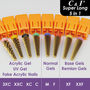 C & I 5 in 1 ネイルドリル スーパーロングバージョン Eファイル ネイルドリルマシン用 エクステンションネイル、フェイクアクリルネイル、ネイルジェル、ネイルテック用のクロスEファイルを特別に削除します