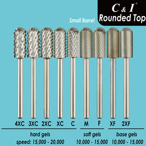 C & I Efile スモールバレル ラウンドトップネイルドリルビット 上部にヤスリ歯付き プロフェッショナル Eファイル ネイルドリルマシン用 ネイルジェルを除去 3/32インチ
