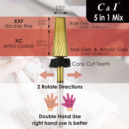 C&amp;I Nail Drill 5 i 1 Special Mix Version Efile til elektrisk negleboremaskine Nail Tech's E-file Acryl Gel's Quick Nail Remover 