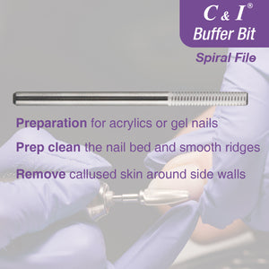C&I Nail Buffer Nail Drill Bit for Nail Art Preparation Prep Clean Nail Bed Professional Efile for Nail Tech Safety E File Uncoated Nail Polish Clean Cuticle Callused Skin Smooth Nails 2 Way Rotate