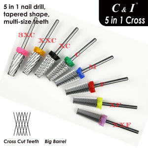 C&I Nail Drill 5 i 1 Crossed File-Teeth Version E-File til elektrisk negleboremaskine Professionel E-fil til Nail Techs